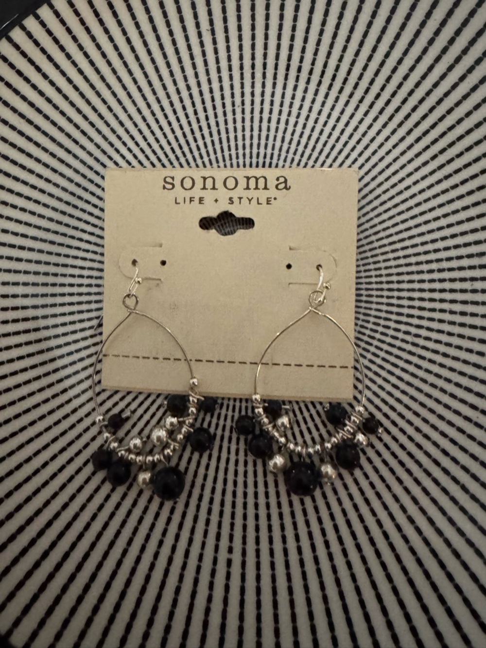 Kohl's Sonoma Silver-Tone Hoop Earrings with Black Bead Accents